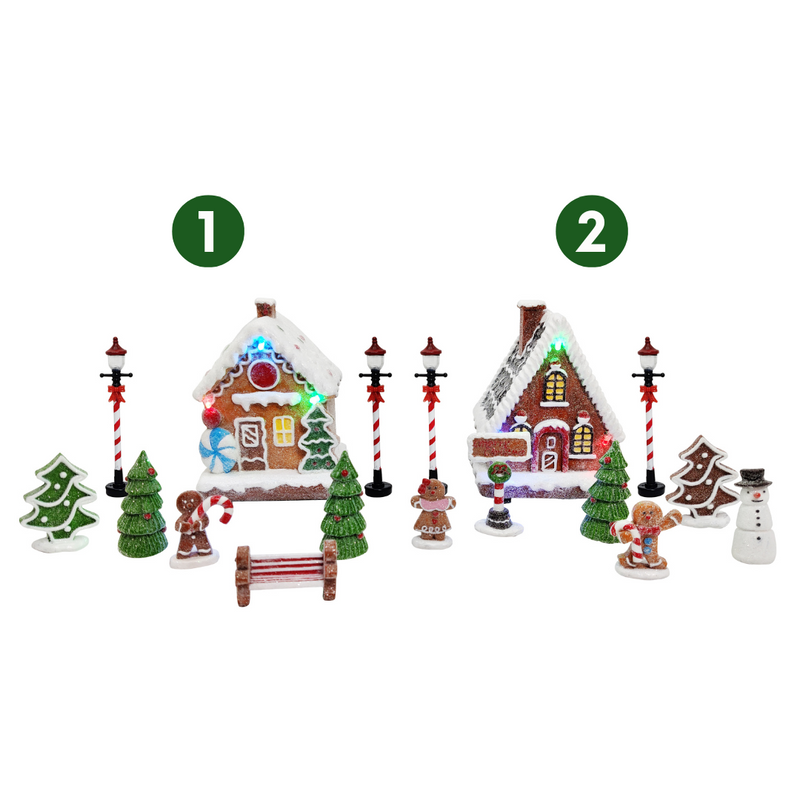 Ronis Gingerbread House Street Scene Set 17pk 2 Asstd
