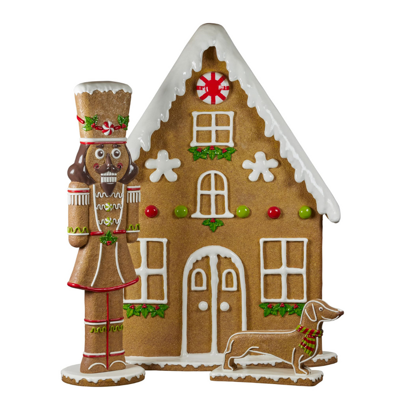183cm tall gingerbread-themed Christmas nutcracker with candy and icing details