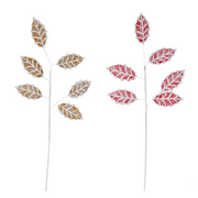 Ronis Gingerbread Frosted Leaf Pick