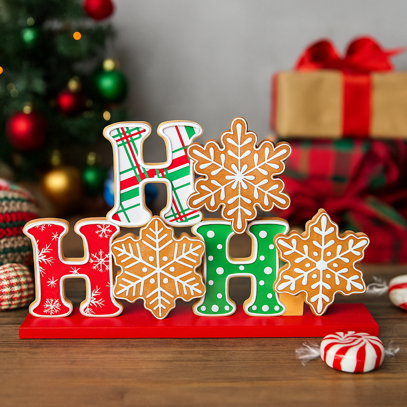 Gingerbread HoHo Table Deco with festive design, perfect for Christmas table and home decoration.