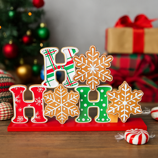 Gingerbread HoHo Table Deco with festive design, perfect for Christmas table and home decoration.