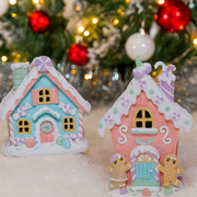 Assorted 20cm LED Gingerbread Houses with candy details and warm glowing lights for Christmas decor