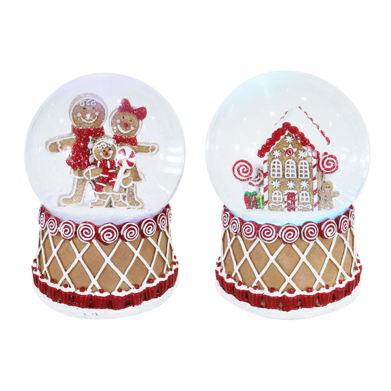 Ronis Gingerbread Resin Musical Waterball 10cm Assorted