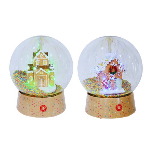 Ronis Gingerbread Spin Sprinkles Globe with Music 25cm Assorted