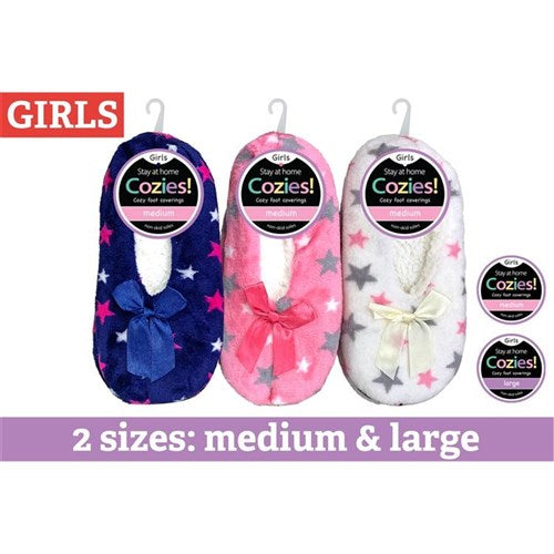 Girls sherpa slippers Series 2 one pair in assorted colours and designs