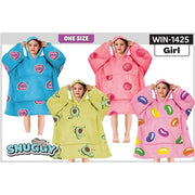 Girls Snuggy Sherpa hoodie in assorted printed designs, featuring ultra-soft sherpa fleece for warm, cosy comfort during chilly days and nights. – thumbnail