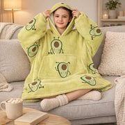 Girls Snuggy Sherpa hoodie in assorted printed designs, featuring ultra-soft sherpa fleece for warm, cosy comfort during chilly days and nights. – thumbnail