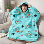Girls Snuggy Sherpa hoodie in assorted printed designs, featuring ultra-soft sherpa fleece for warm, cosy comfort during chilly days and nights. – thumbnail