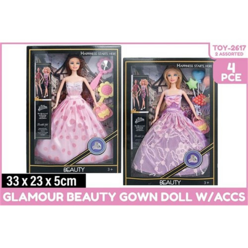Ronis Glamour Beauty Gown Doll with Accessories 4pc 2 Asstd