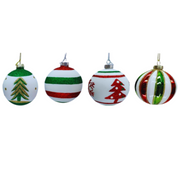 Ronis Glass Ball 8cm Metallic White Red Green Assorted