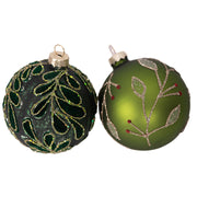 Glass Bauble 8cm Emerald Assorted – Elegant Christmas tree decorations with festive designs – thumbnail