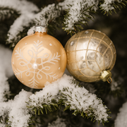 Glass bauble 8cm rose gold assorted designs for Christmas tree decoration