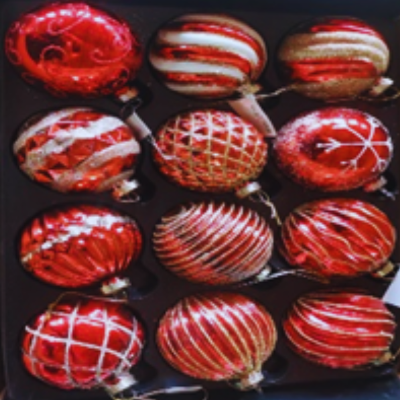 Glass Bauble Reds 8cm