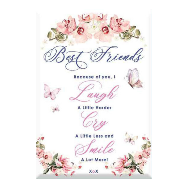 Glass Plaque Best Friends 13x9cm friendship keepsake glass décor plaque