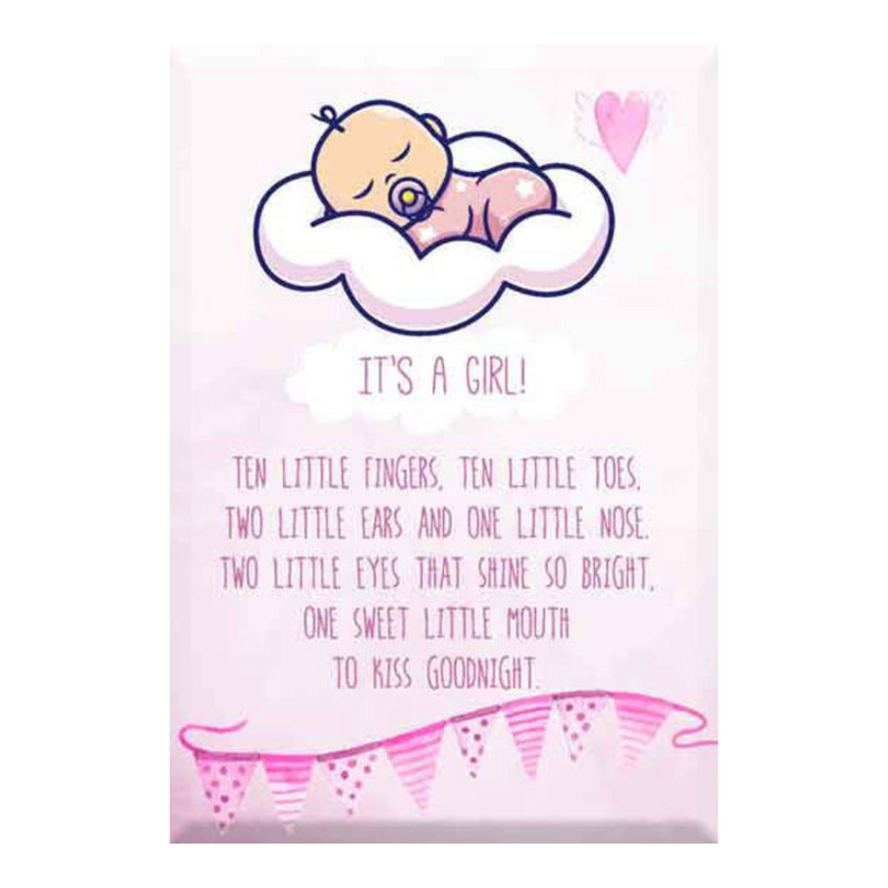 Glass Plaque It’s A Girl 13x9cm baby announcement keepsake nursery décor