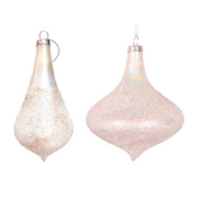 White glass tree ornaments in assorted shapes, 17cm and 11.5cm, elegant Christmas decorations