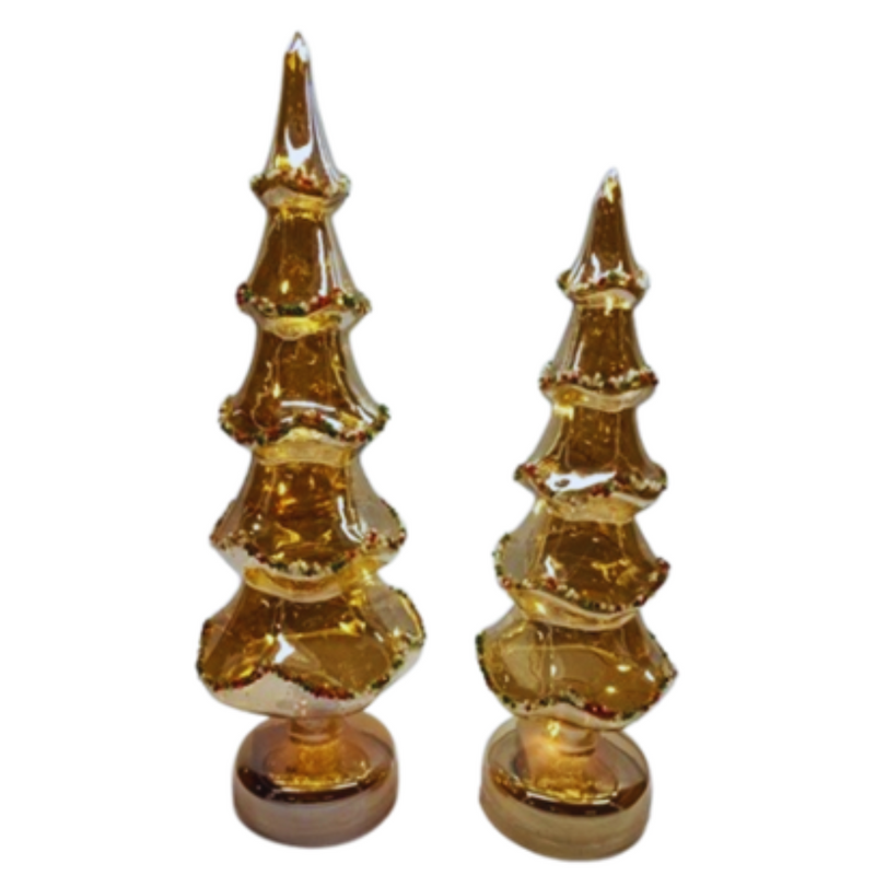 30cm Glass Tree with built-in lights, elegant glowing Christmas decoration