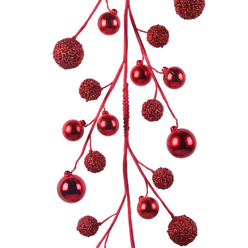 Ronis Glitter Ball Garland 125cm Red