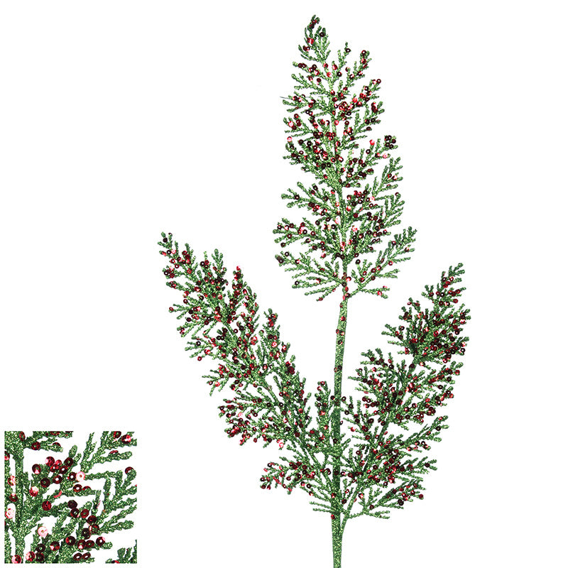 Ronis Glitter Fern Leaf Stem 72cm Green
