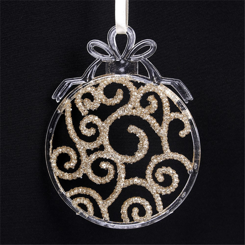 Ronis Glitter Finish Bauble Ornament 13x10cm Champagne