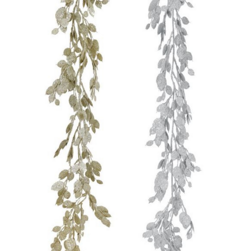 Ronis Glitter Leaves Garland 150cm 2 Asstd