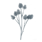 Ronis Glitter Pinecones On Stem 51cm Silver – thumbnail