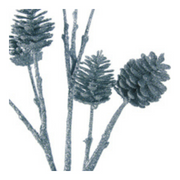 Ronis Glitter Pinecones On Stem 51cm Silver – thumbnail