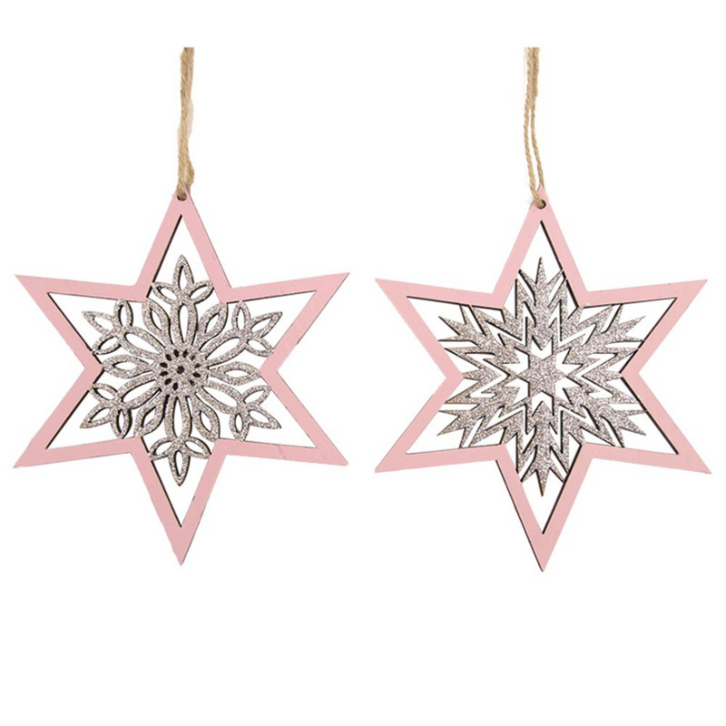 Ronis Glitter Star Tree Ornament 15cm 2 Asstd