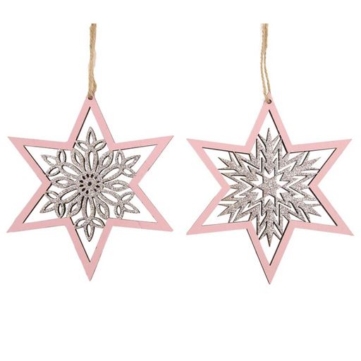 Ronis Glitter Star Tree Ornament 15cm 2 Asstd