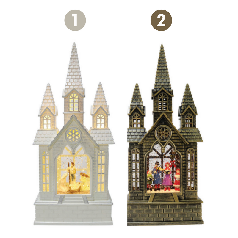 Ronis Glitter Swirl Musical Chapel LED USB 35cm 2 Asstd