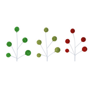 Decorative branches with green and red berries on a white background