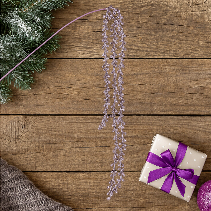 Glitter Berry Drop 118cm in lavender with cascading sparkling berries for festive décor
