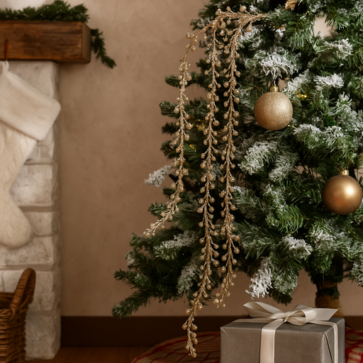 Glitter Berry Drop Pick 68cm Gold Christmas Decoration
