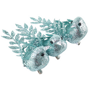 Glitter Bird with Clip 15cm 3pk Assorted – festive glitter bird decorations with clips for trees, wreaths, and garlands