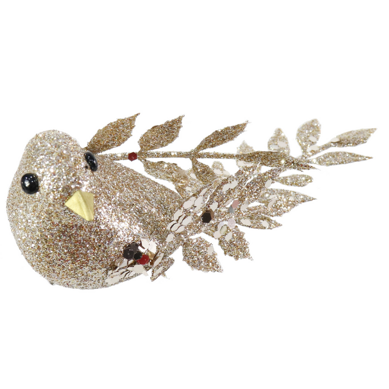 Glitter Bird with Clip 15cm 3pk Assorted – festive glitter bird decorations with clips for trees, wreaths, and garlands