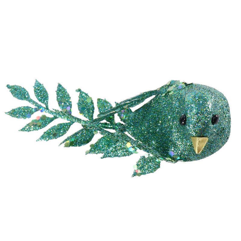 Glitter Bird with Clip 15cm 3pk Assorted – festive glitter bird decorations with clips for trees, wreaths, and garlands