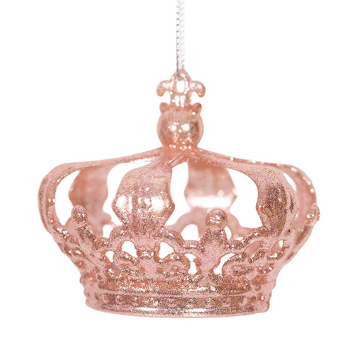 Ronis Glitter Crown Tree Ornament 8x6cm Pink