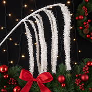 White glitter drop pick 28cm decorative stem for Christmas trees, wreaths, and festive arrangements