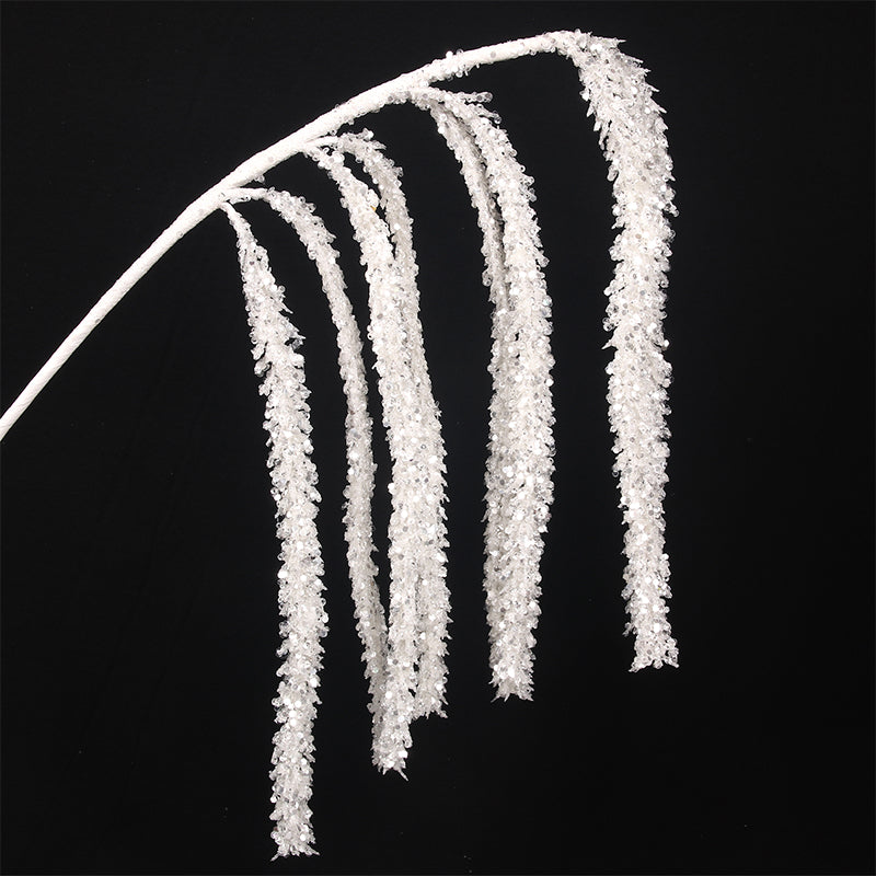 White glitter drop pick 28cm decorative stem for Christmas trees, wreaths, and festive arrangements