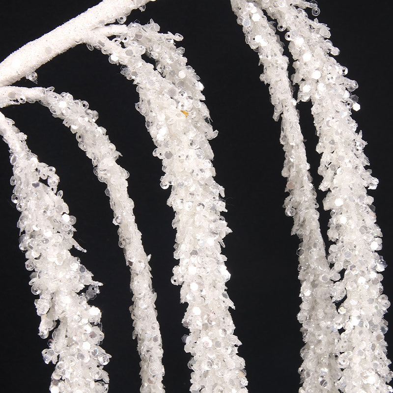White glitter drop pick 28cm decorative stem for Christmas trees, wreaths, and festive arrangements