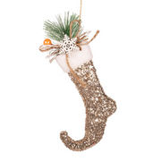 Ronis Glitter Elf Boot Tree Ornament 13cm Champagne