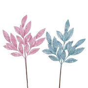 Ronis Glitter Laurel Leaf Stem 53cm Assorted
