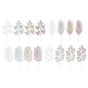 Assorted Christmas floral picks with glitter leaves, pearl and crystal accents for festive decorating