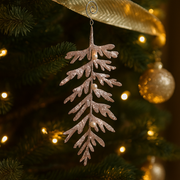 Pink Glitter Leaf Tree Ornament 10x24cm for Christmas tree, wreath, or garland decoration