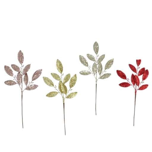 Ronis Glitter Leaves Spray 65cm Assorted