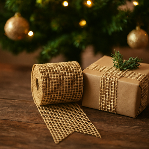 Decorative mesh ribbon with glitter for tree trimming and wreaths