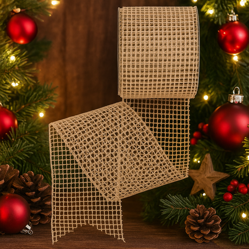 Decorative mesh ribbon with glitter for tree trimming and wreaths