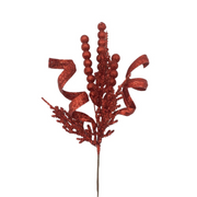 32cm red glitter pick for Christmas decoration, floral stem accent