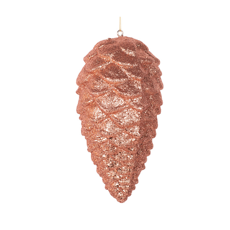 Copper glitter pinecone polyfoam hanging ornament 23cm Christmas decoration
