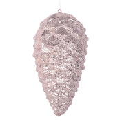 Silver glitter pinecone hanging ornament, 23cm polyfoam Christmas decoration – thumbnail